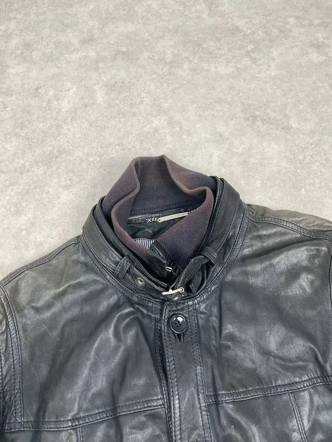 2000s Dolce & Gabbana Black Detachable Collar Leather Jacket hAdXqEd 4