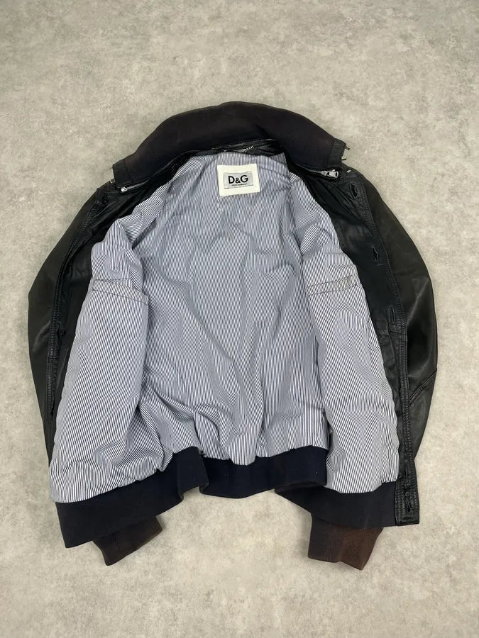 2000s Dolce & Gabbana Black Detachable Collar Leather Jacket hAdXqEd 7