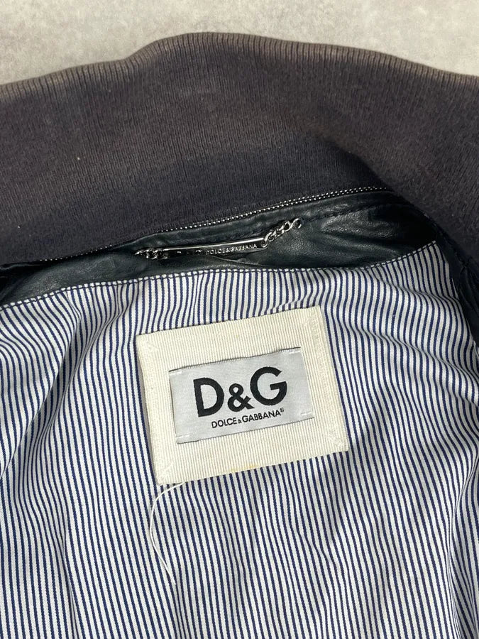 2000s Dolce & Gabbana Black Detachable Collar Leather Jacket hAdXqEd 9