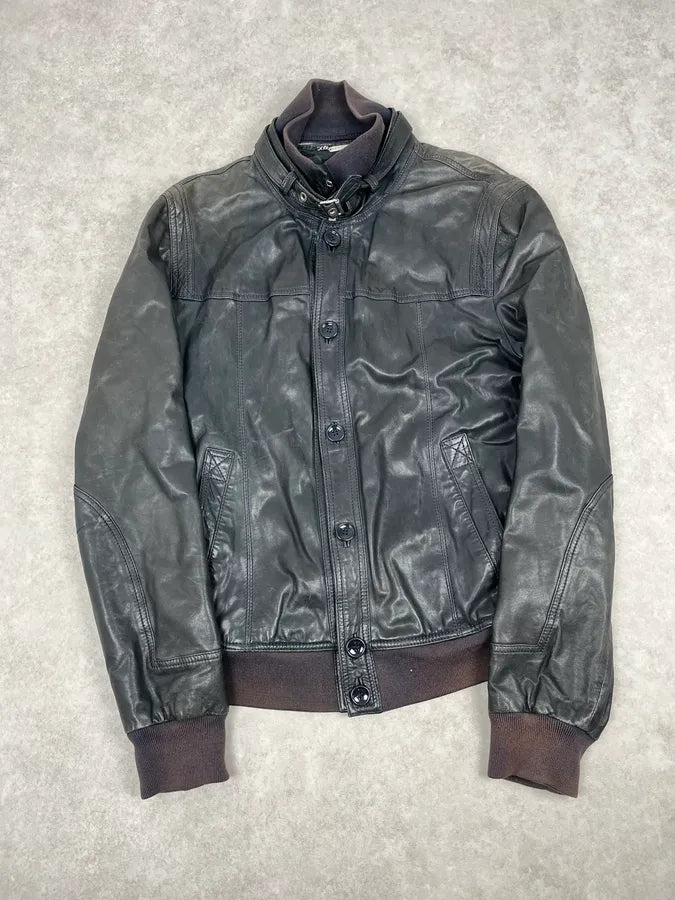2000s Dolce & Gabbana Black Detachable Collar Leather Jacket hAdXqEd 2