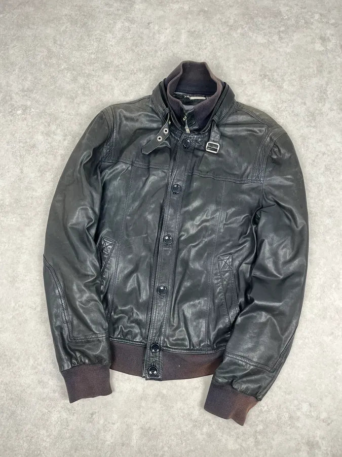 2000s Dolce & Gabbana Black Detachable Collar Leather Jacket hAdXqEd 3