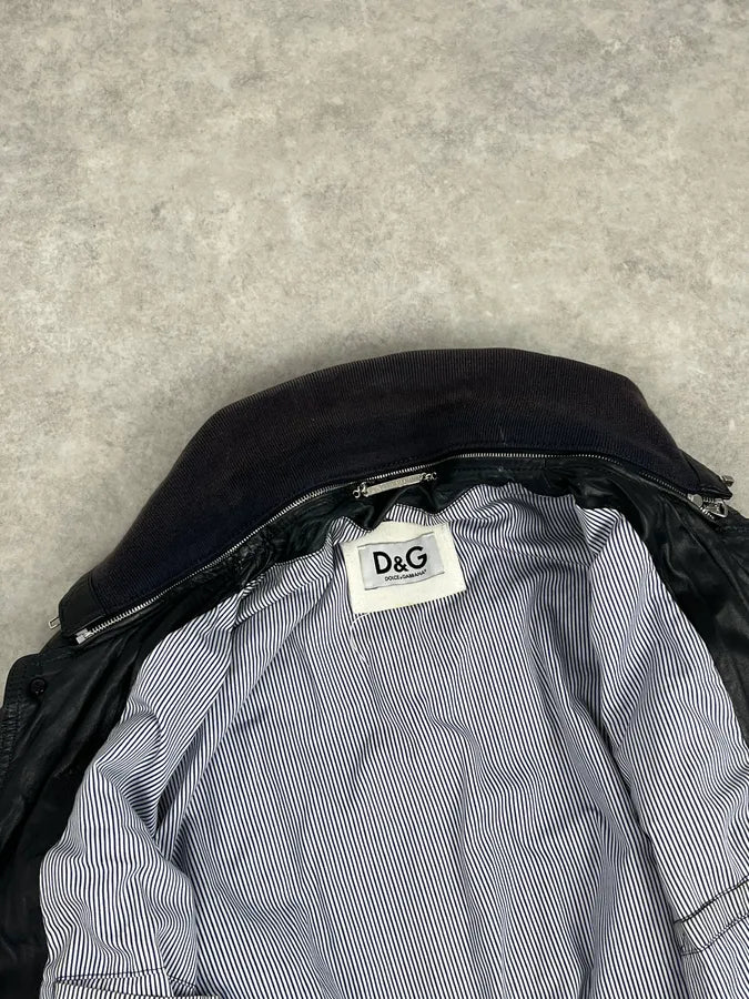 2000s Dolce & Gabbana Black Detachable Collar Leather Jacket hAdXqEd 10