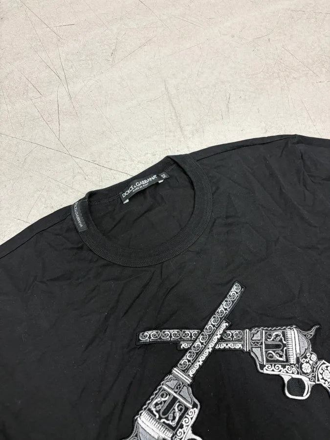 AW2016 Dolce & Gabbana Black Dual Guns T-Shirt KbDggTQ 4