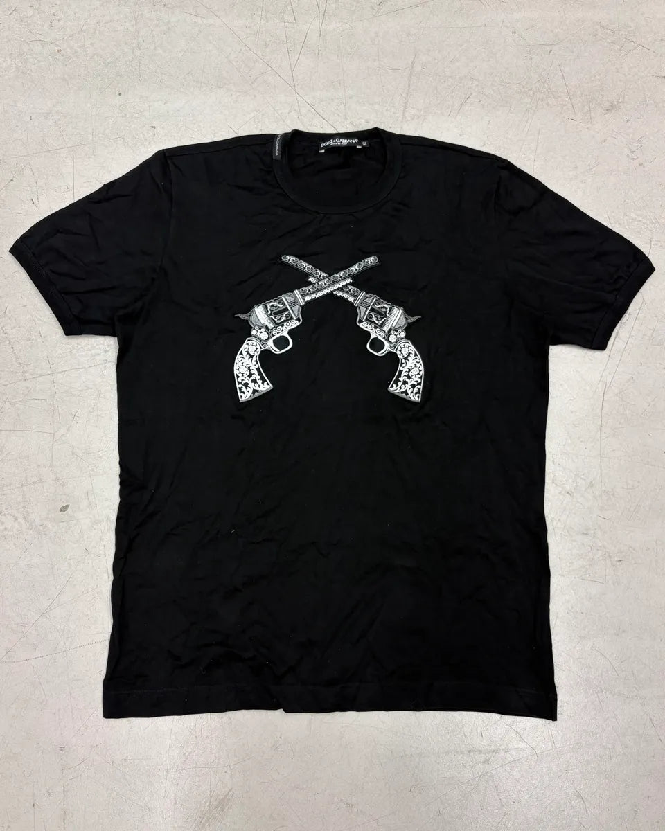 AW2016 Dolce & Gabbana Black Dual Guns T-Shirt KbDggTQ 0
