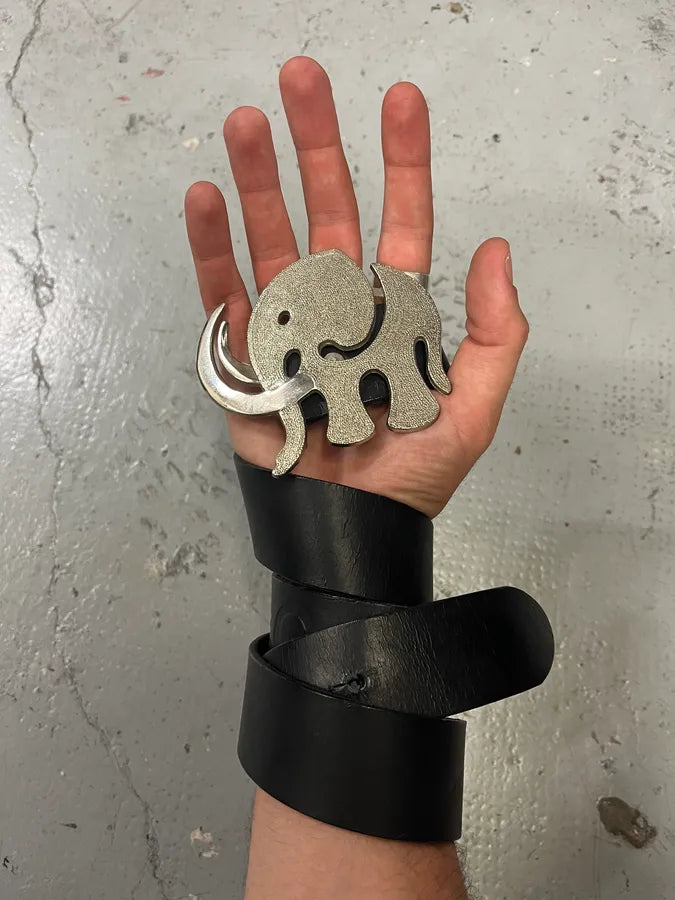 2000s Dolce & Gabbana Black Elephant Buckle Leather Belt tMVrXjL 0