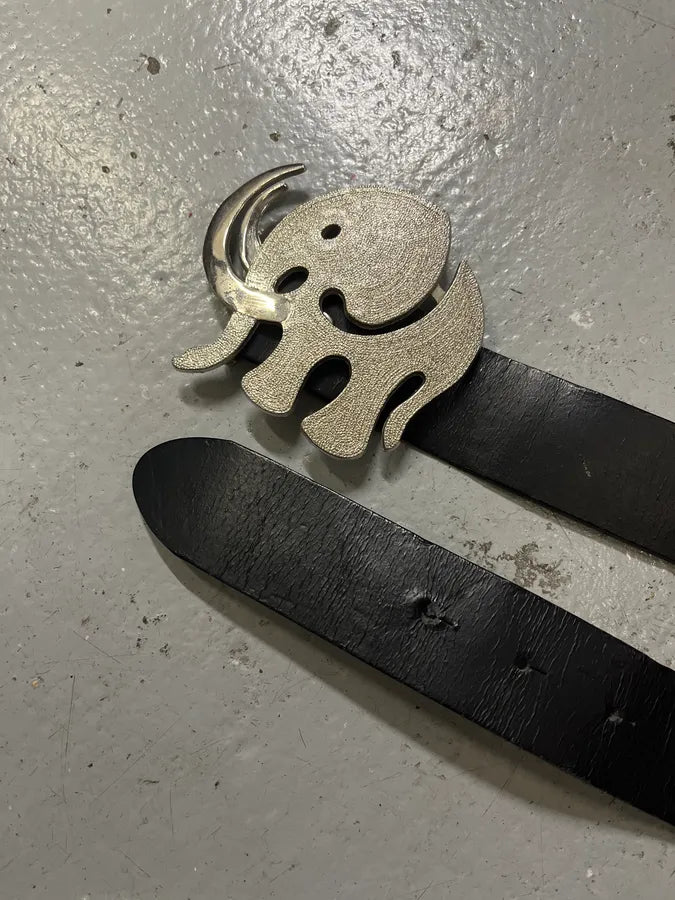 2000s Dolce & Gabbana Black Elephant Buckle Leather Belt tMVrXjL 3