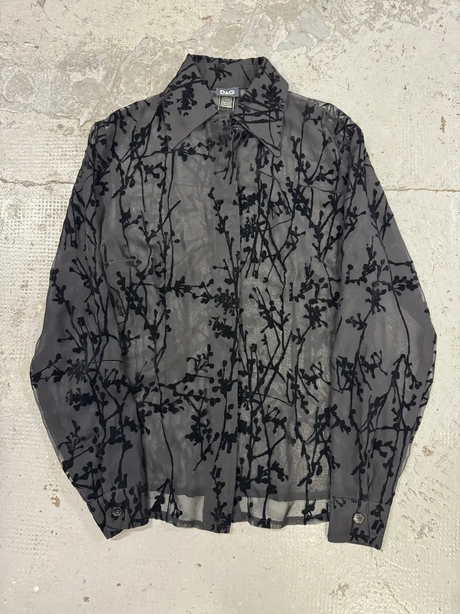 2000s Dolce & Gabbana Black Embroidered Transparent Shirt DIMBFxJ 0