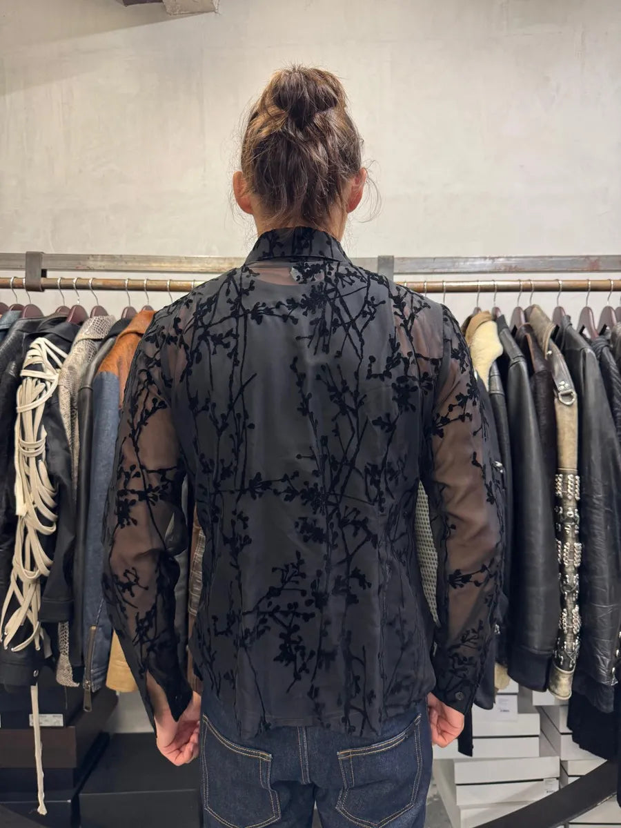 2000s Dolce & Gabbana Black Embroidered Transparent Shirt DIMBFxJ 2