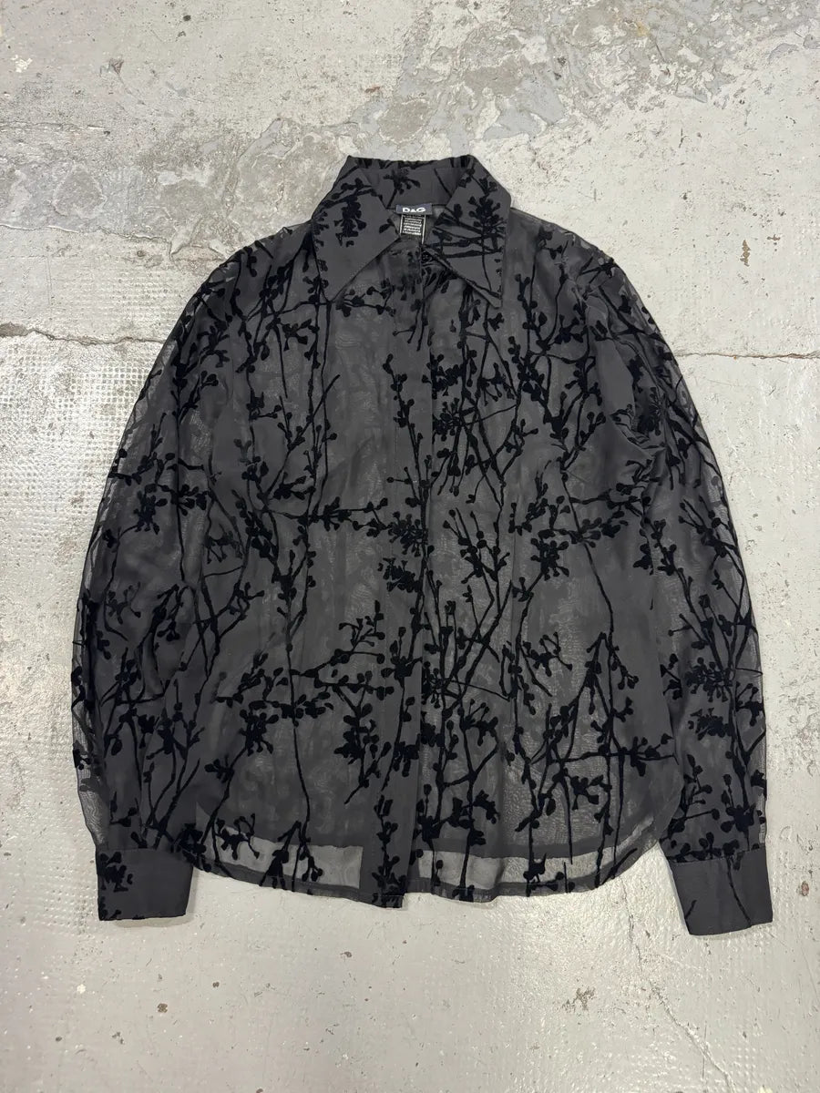 2000s Dolce & Gabbana Black Embroidered Transparent Shirt DIMBFxJ 3