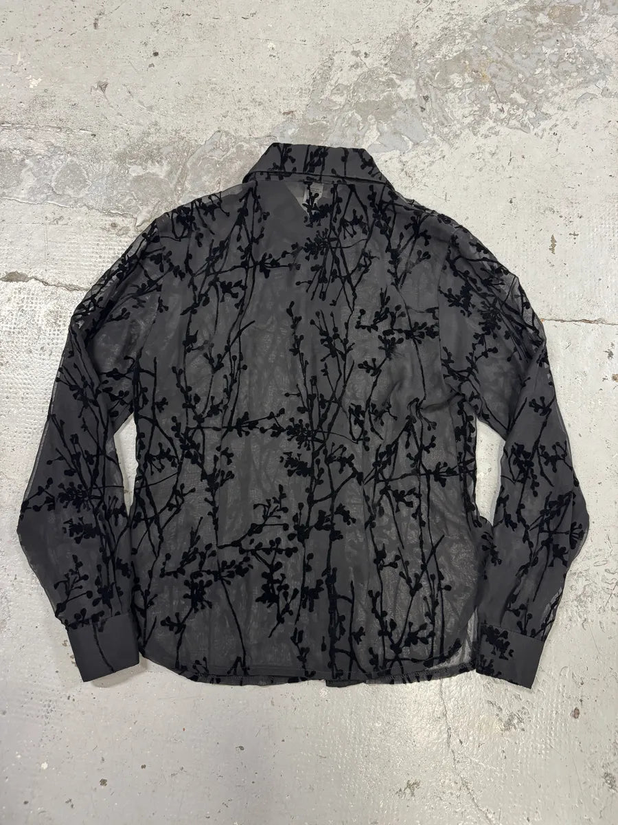 2000s Dolce & Gabbana Black Embroidered Transparent Shirt DIMBFxJ 4