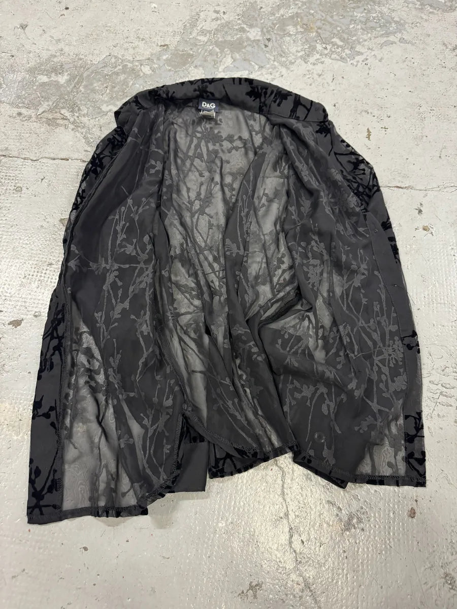 2000s Dolce & Gabbana Black Embroidered Transparent Shirt DIMBFxJ 5