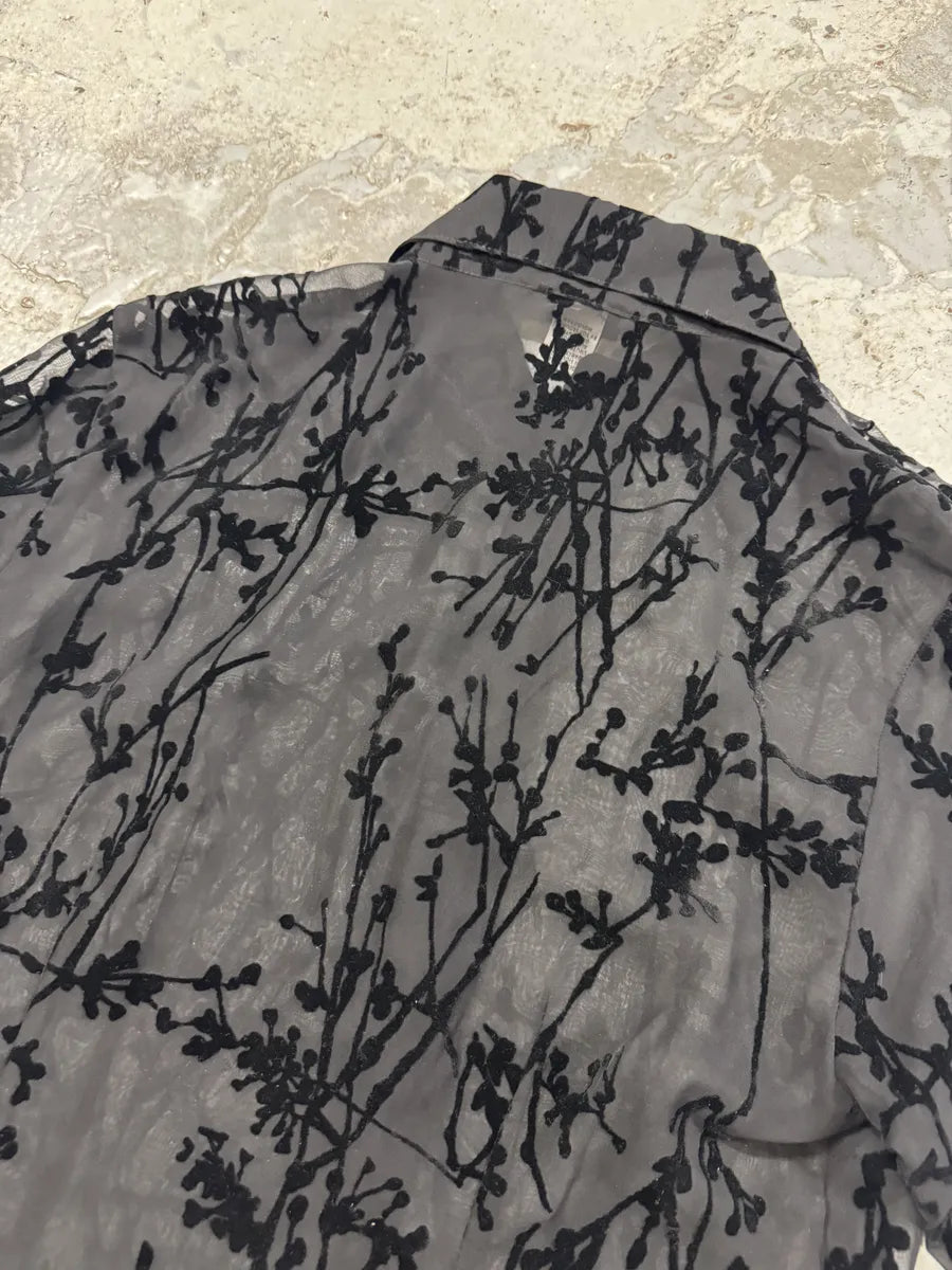 2000s Dolce & Gabbana Black Embroidered Transparent Shirt DIMBFxJ 6