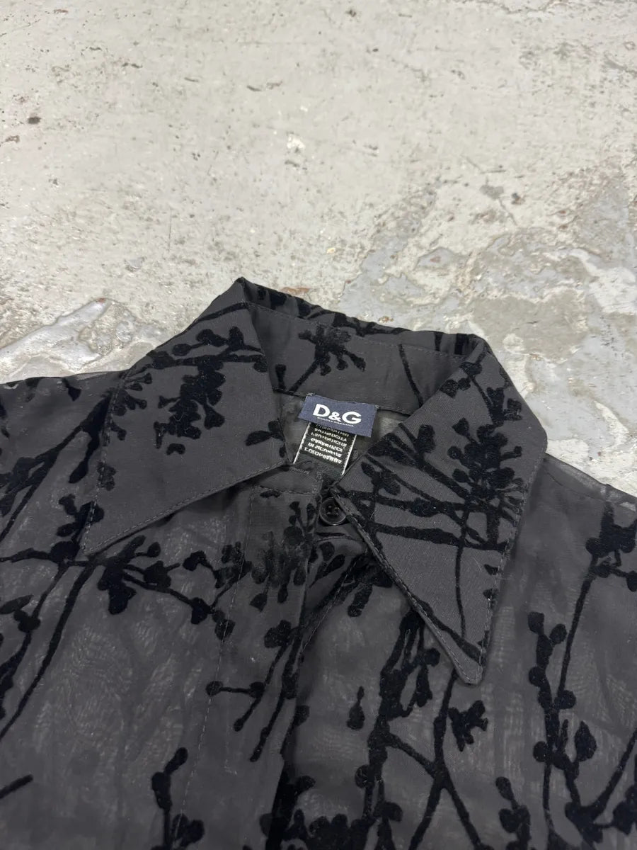 2000s Dolce & Gabbana Black Embroidered Transparent Shirt DIMBFxJ 8