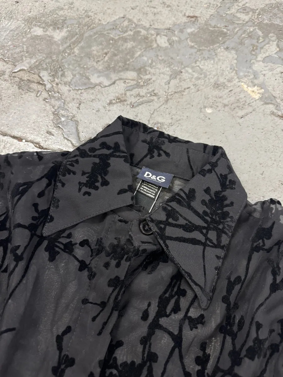 2000s Dolce & Gabbana Black Embroidered Transparent Shirt DIMBFxJ 9