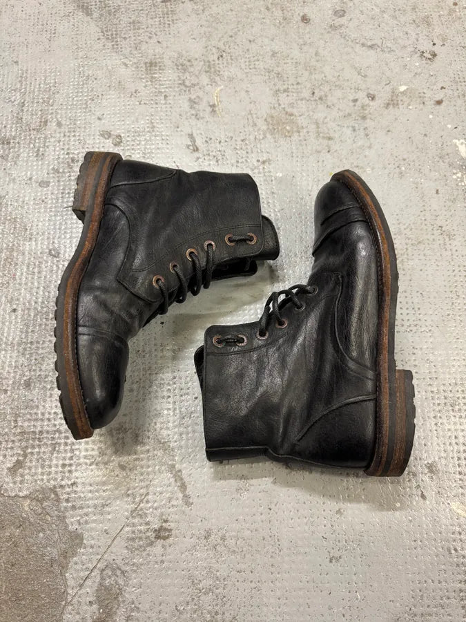 2000s Dolce & Gabbana Black Eroded Leather Boots kZvvccK 5