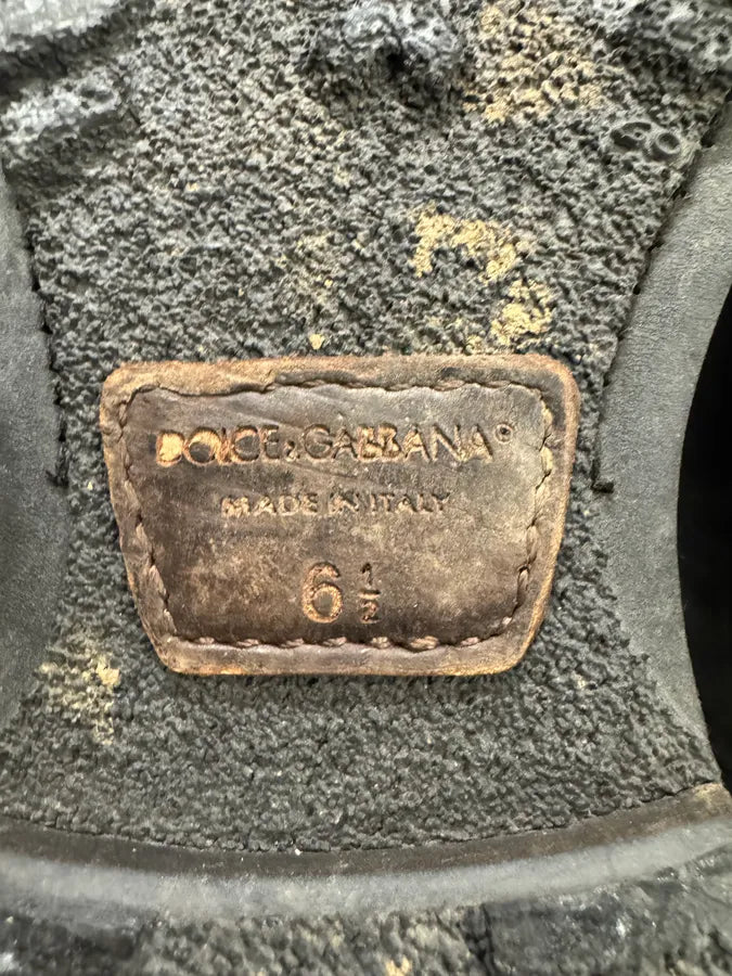 2000s Dolce & Gabbana Black Eroded Leather Boots kZvvccK 6