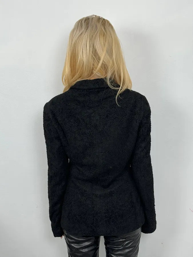 2000s Dolce & Gabbana Black Fur Blazer Jacket VNYhZsk 2