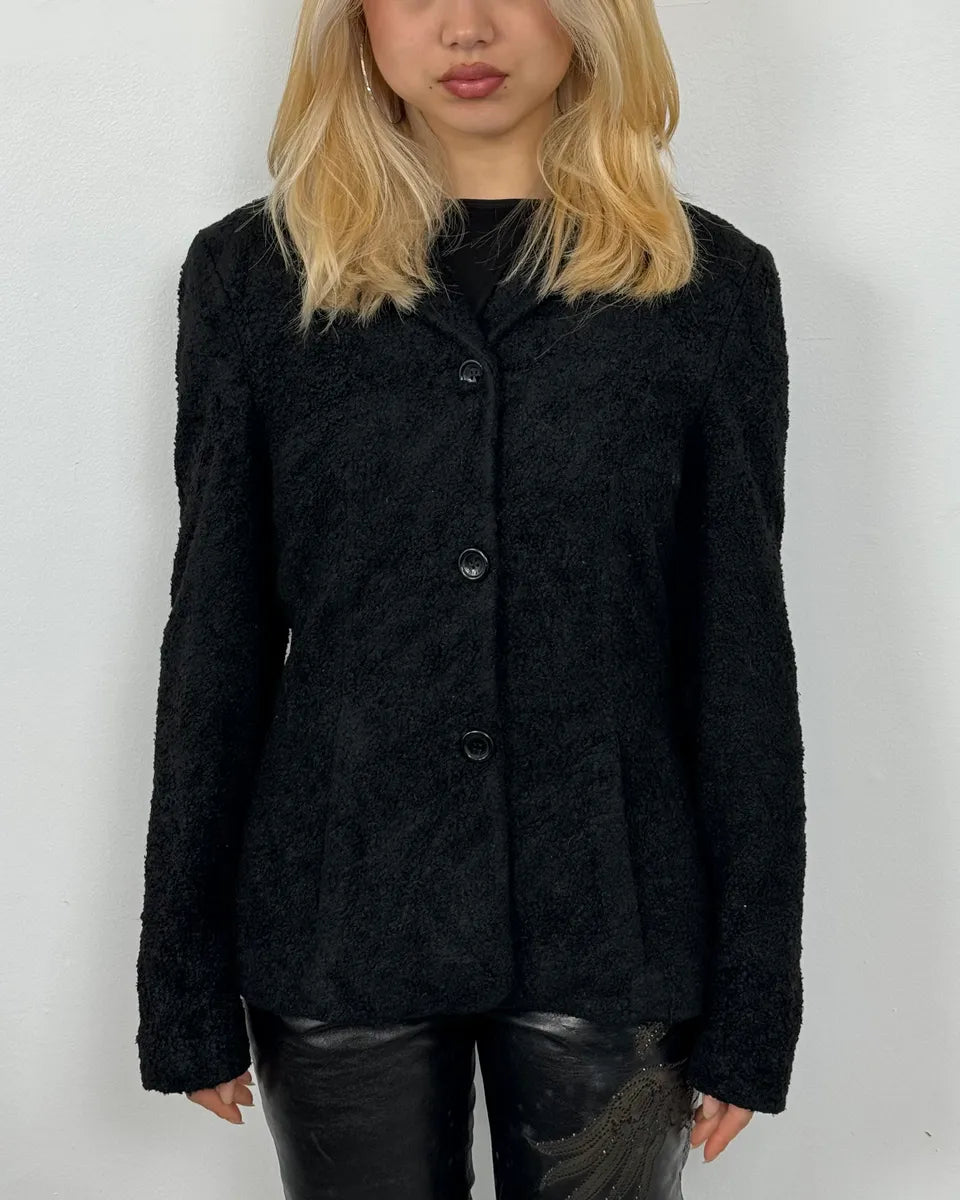 2000s Dolce & Gabbana Black Fur Blazer Jacket VNYhZsk 0