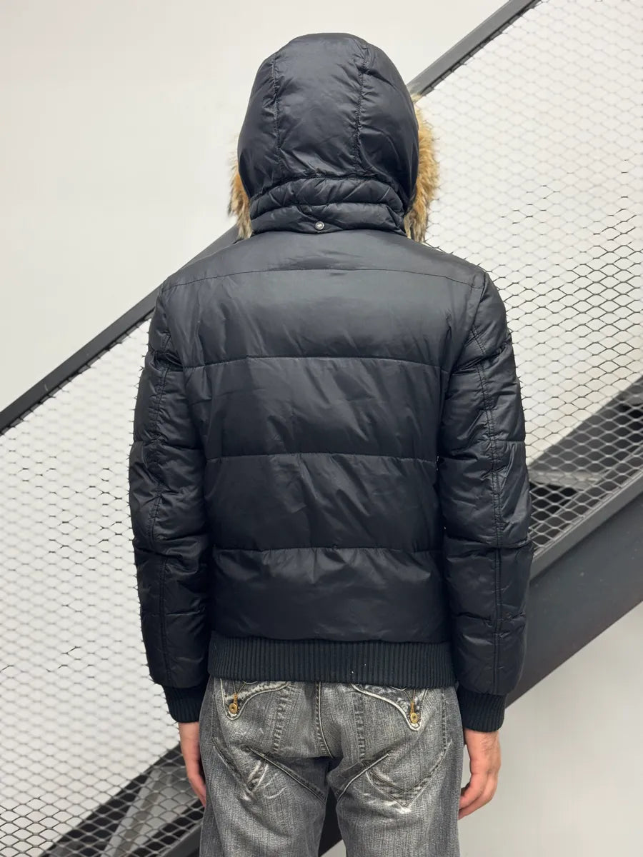 AW2003 Dolce & Gabbana Black Fur Detachable Hood Puffer Jacket VgxZyXC 2