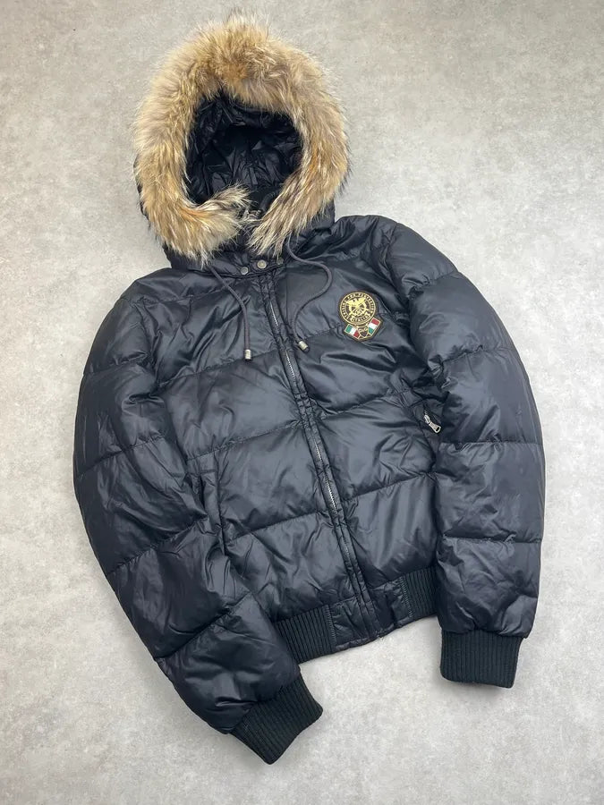 AW2003 Dolce & Gabbana Black Fur Detachable Hood Puffer Jacket VgxZyXC 3