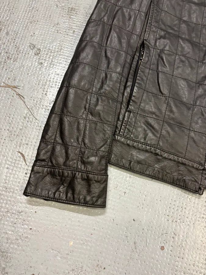 2000s Dolce & Gabbana Black Grid Leather Jacket FuzMbvJ 7