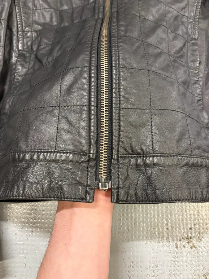 2000s Dolce & Gabbana Black Grid Leather Jacket FuzMbvJ 8
