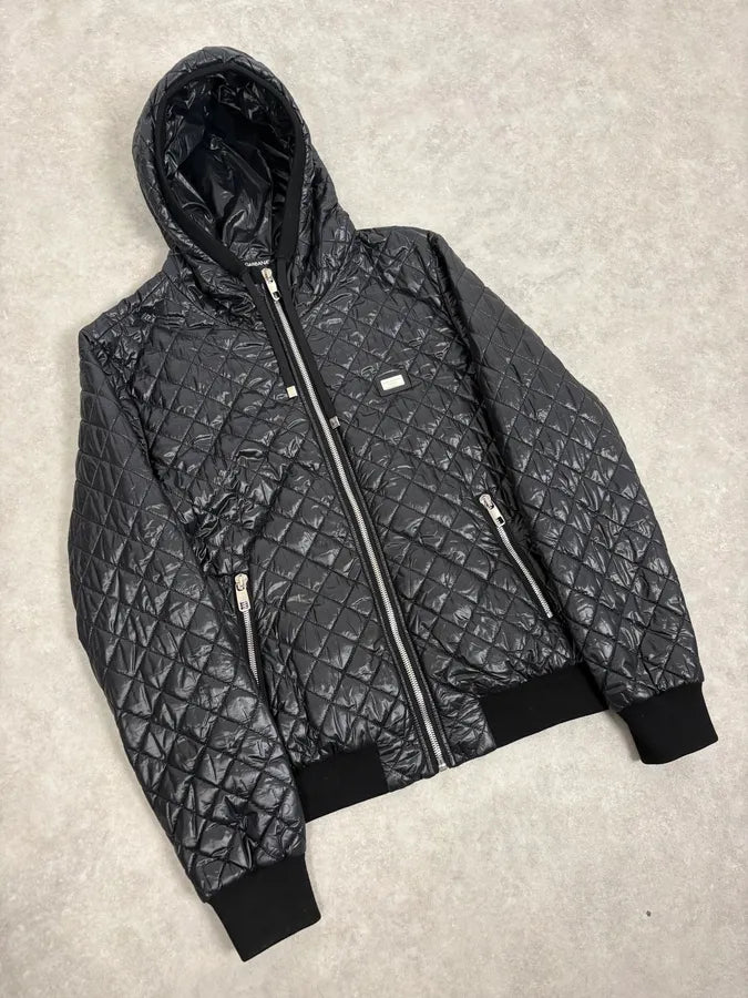 2000s Dolce & Gabbana Black Hooded Quilted Puffer Jacket KSyNjlv 3