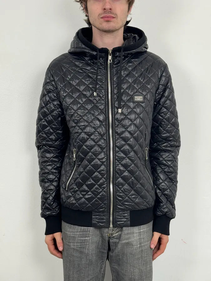 2000s Dolce & Gabbana Black Hooded Quilted Puffer Jacket KSyNjlv 1