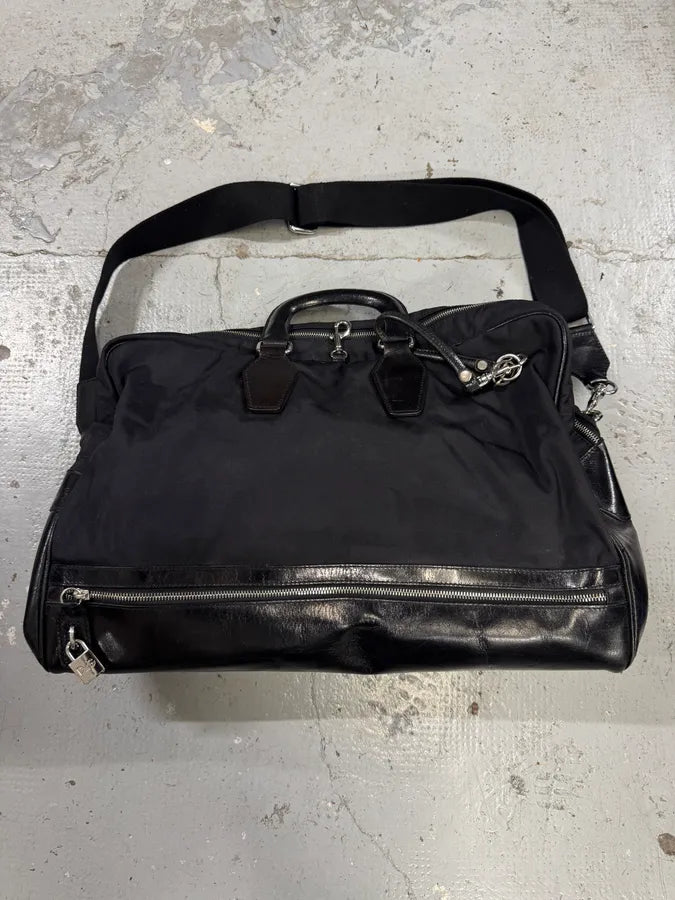 2000s Dolce & Gabbana Black Hybrid Leather Nylon Shoulder Bag WUuhYqU 0