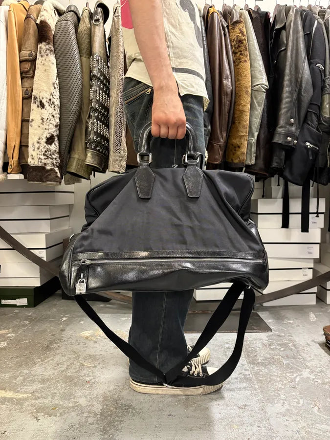 2000s Dolce & Gabbana Black Hybrid Leather Nylon Shoulder Bag WUuhYqU 1