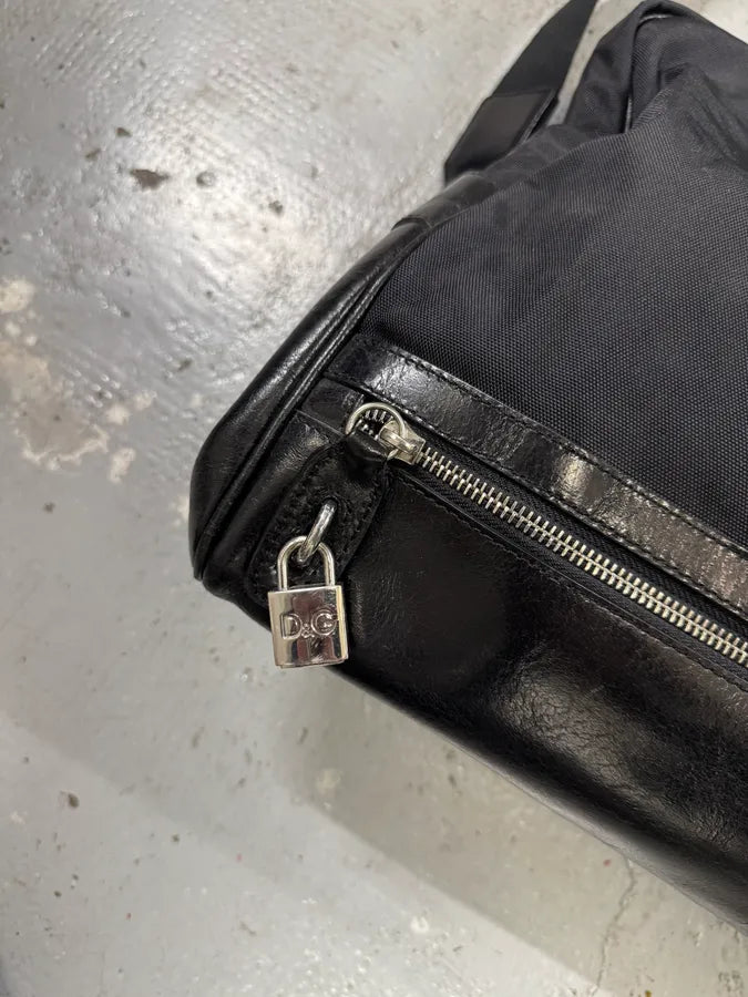 2000s Dolce & Gabbana Black Hybrid Leather Nylon Shoulder Bag WUuhYqU 3