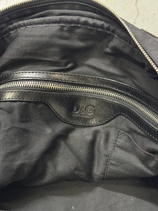 2000s Dolce & Gabbana Black Hybrid Leather Nylon Shoulder Bag WUuhYqU 6