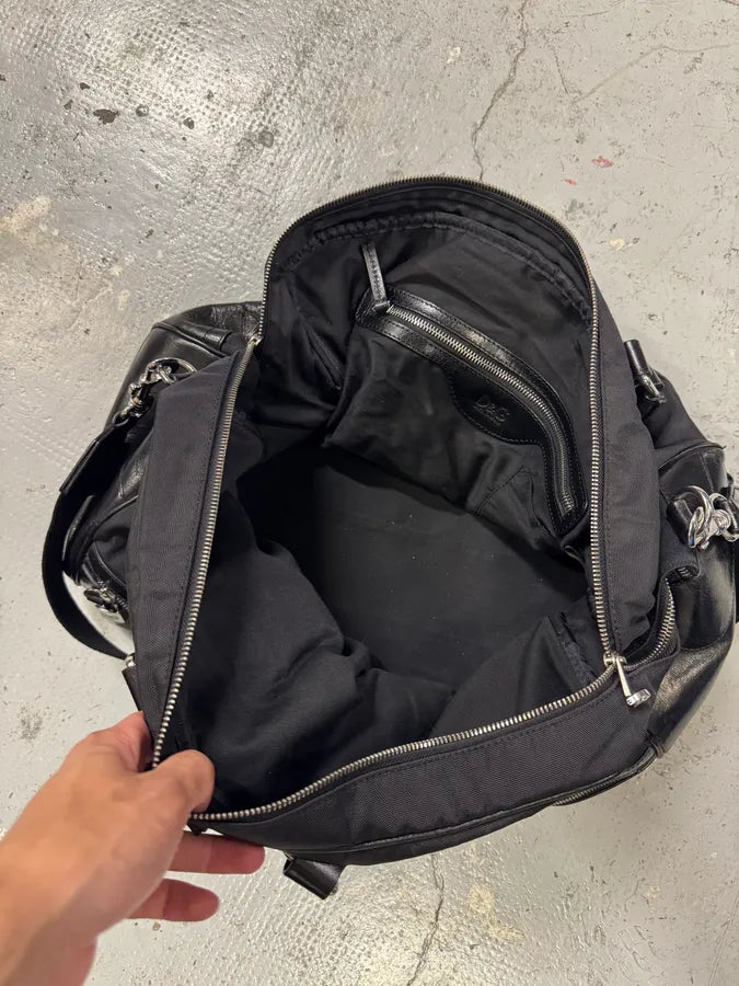 2000s Dolce & Gabbana Black Hybrid Leather Nylon Shoulder Bag WUuhYqU 7