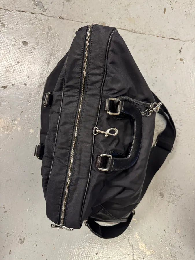 2000s Dolce & Gabbana Black Hybrid Leather Nylon Shoulder Bag WUuhYqU 8