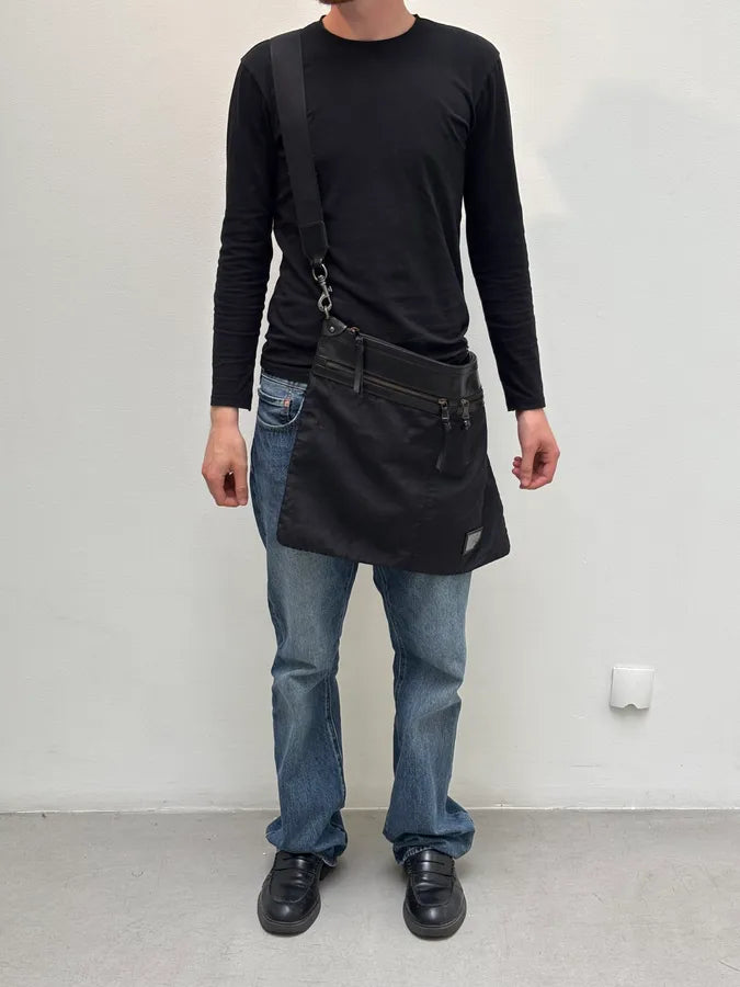 2000s Dolce & Gabbana Black Hybrid Leather Shoulder Bag vvDqrYZ 2