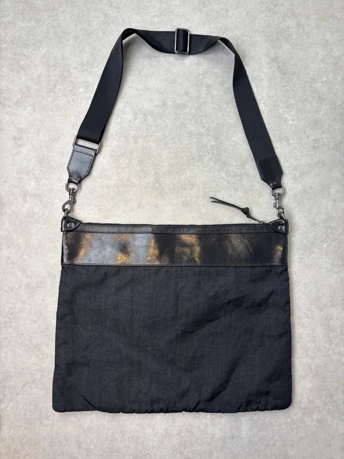 2000s Dolce & Gabbana Black Hybrid Leather Shoulder Bag vvDqrYZ 3