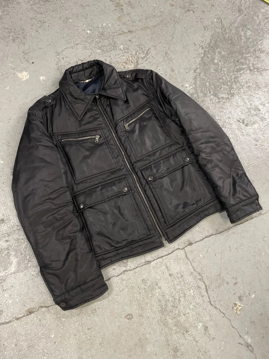 2000s Dolce & Gabbana Black Hybrid Nylon & Leather Jacket (M/L) 2