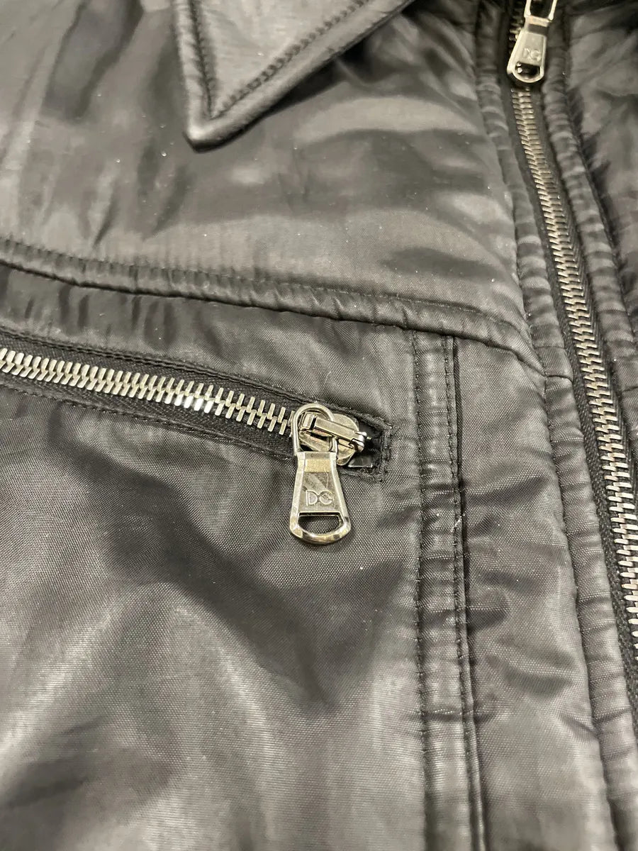 2000s Dolce & Gabbana Black Hybrid Nylon & Leather Jacket (M/L) 4