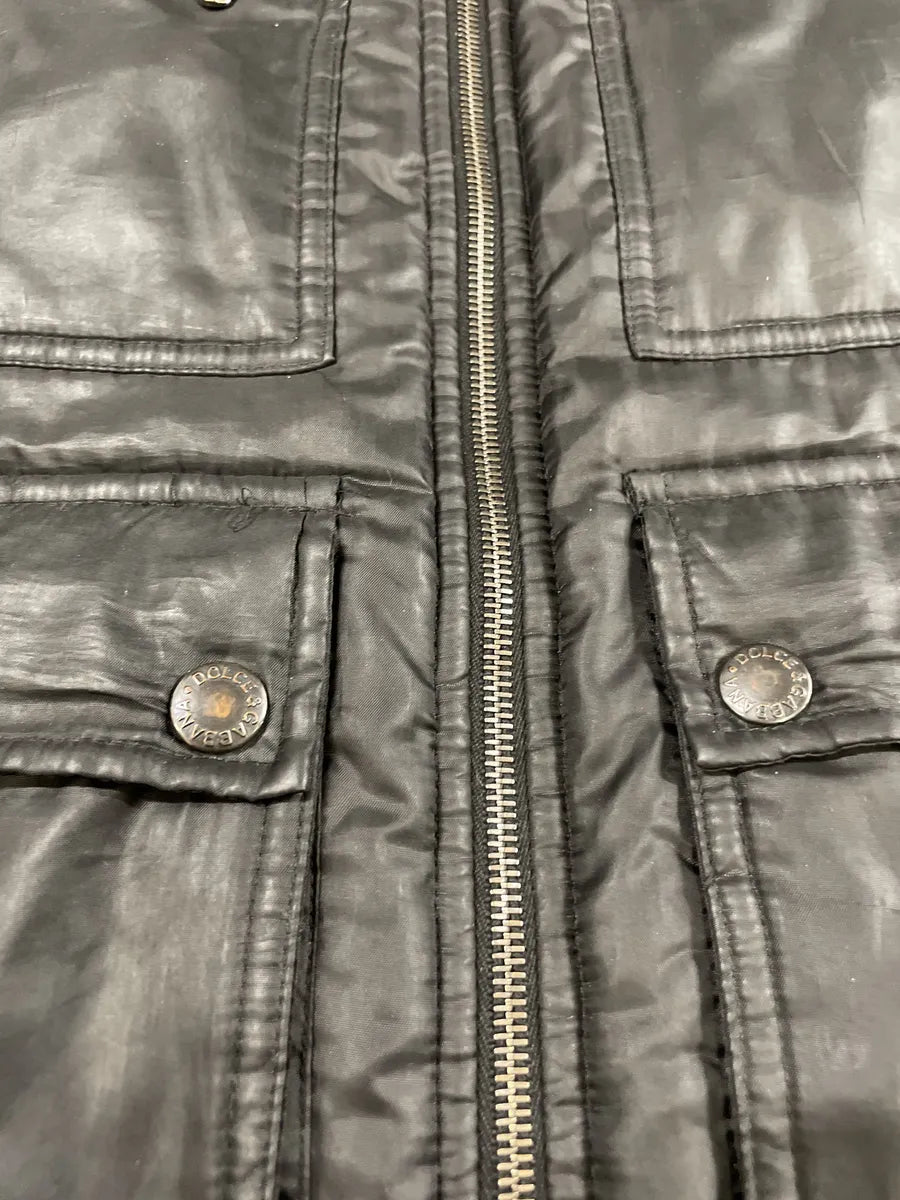 2000s Dolce & Gabbana Black Hybrid Nylon & Leather Jacket (M/L) 5