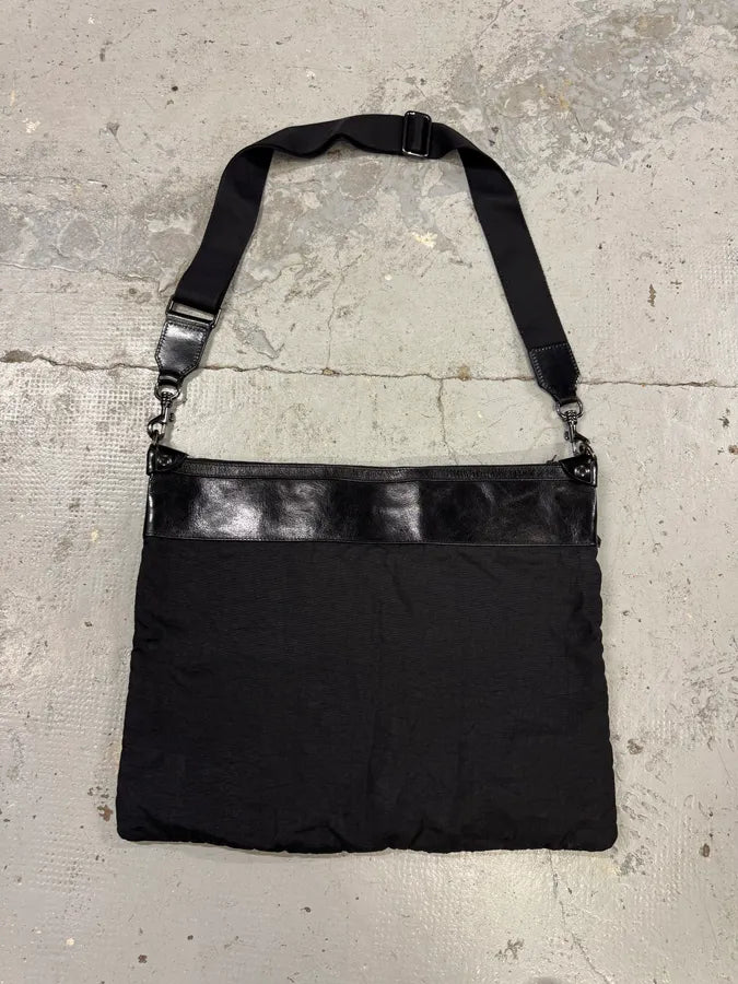 2000s Dolce & Gabbana Black Hybrid Nylon & Leather Shoulder Bag BmjtRZQ 4