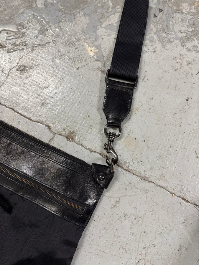 2000s Dolce & Gabbana Black Hybrid Nylon & Leather Shoulder Bag BmjtRZQ 6