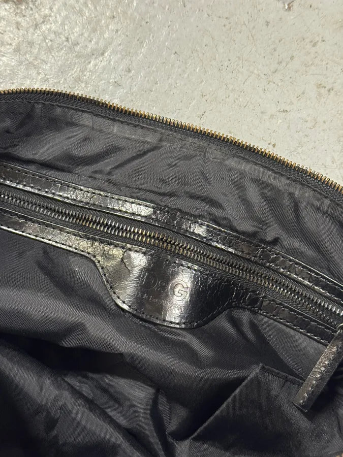 2000s Dolce & Gabbana Black Hybrid Nylon & Leather Shoulder Bag BmjtRZQ 7
