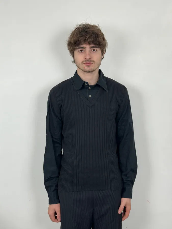 2000s Dolce & Gabbana Black Hybrid Shirt Sweater EHLKvxy 0