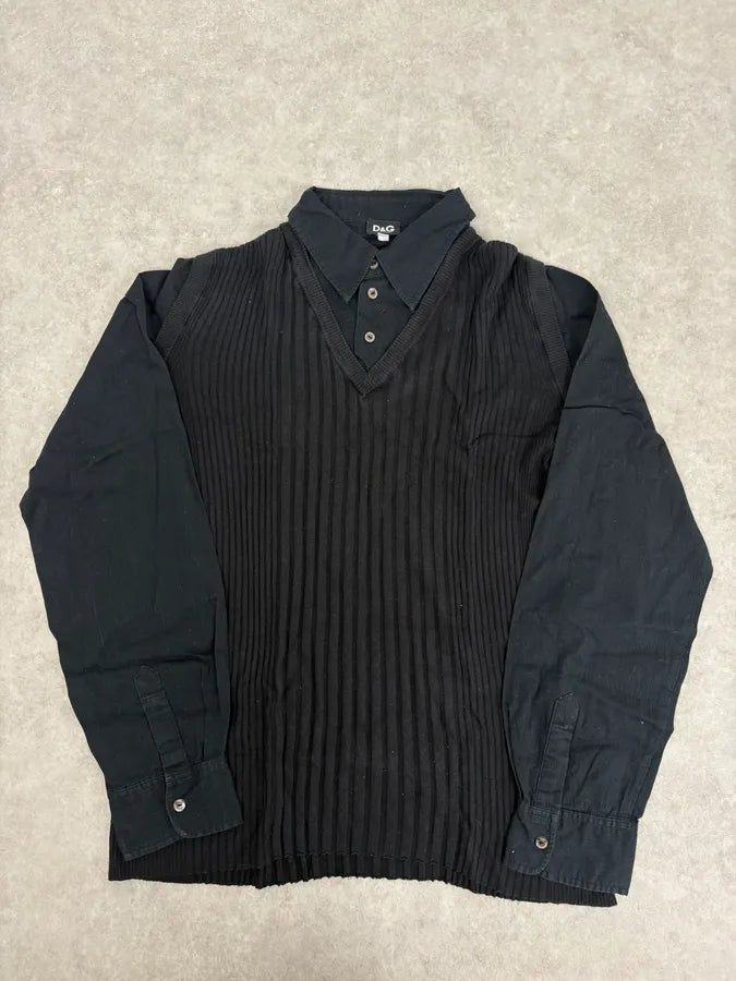 2000s Dolce & Gabbana Black Hybrid Shirt Sweater EHLKvxy 2