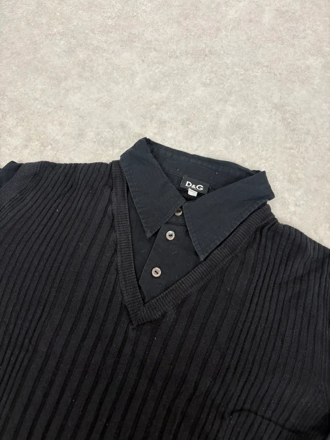 2000s Dolce & Gabbana Black Hybrid Shirt Sweater EHLKvxy 4