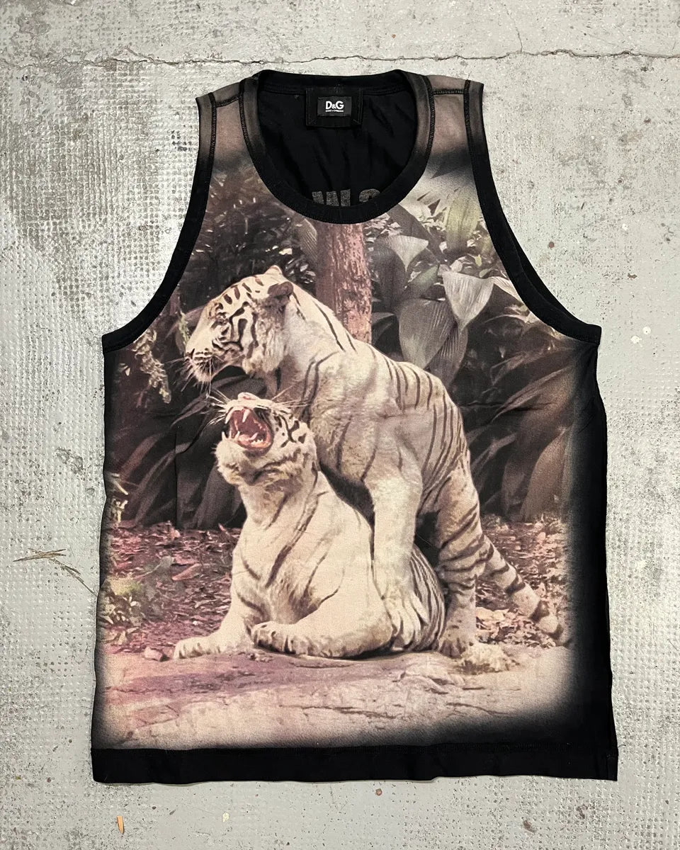 2000s Dolce & Gabbana Black Jungle Print Tank Top rKXQEyS 0