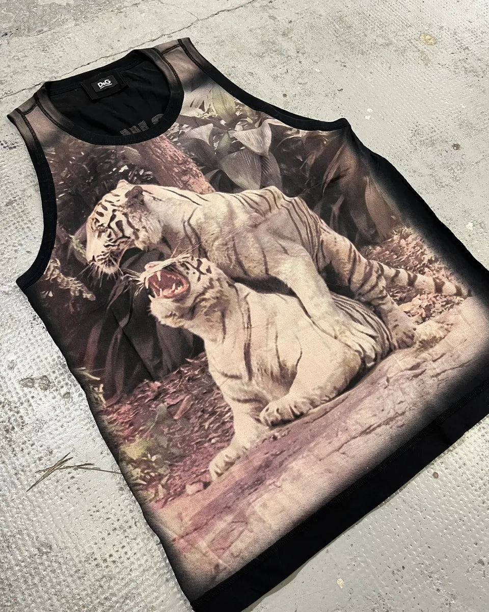 2000s Dolce & Gabbana Black Jungle Print Tank Top rKXQEyS 3