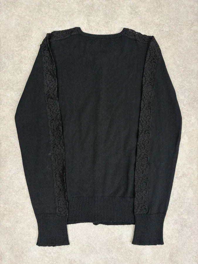 2000s Dolce & Gabbana Black Lace Button Up Wool Cardigan ZQHPEpd 5
