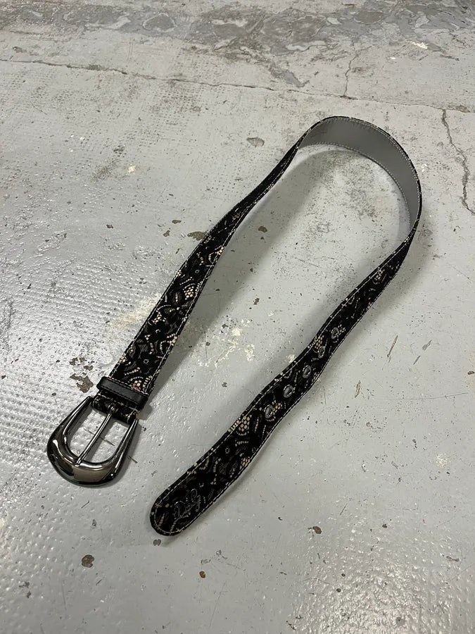 2000s Dolce & Gabbana Black Lace Leather Belt BVKREzL 1