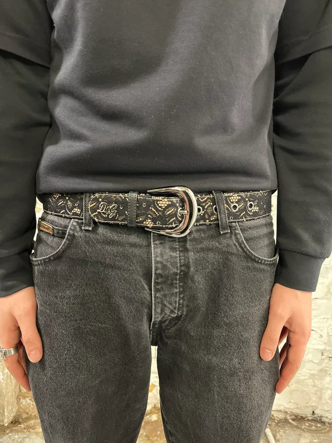 2000s Dolce & Gabbana Black Lace Leather Belt BVKREzL 2